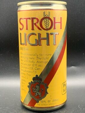 Vintage Beer Can Stroh Light 12oz Aluminum Can Empty